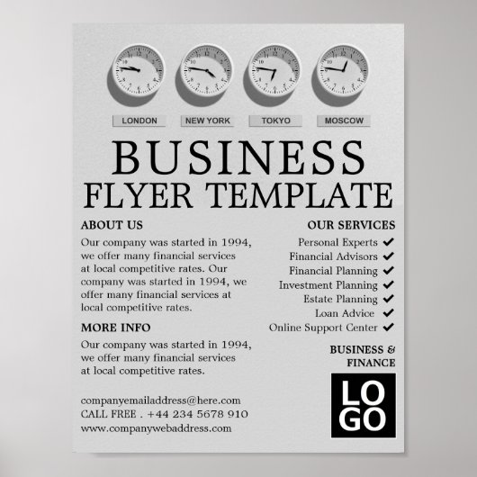 World Clocks, Business & Finance Advertising Poster (Vorne)