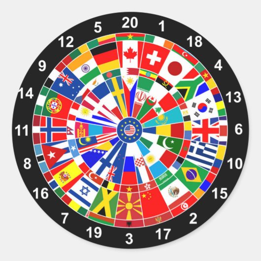 World Country Flag Darts Board game Travls Bulls Runder Aufkleber (Vorderseite)