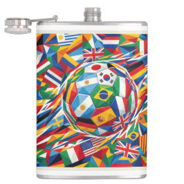 World Cup 2026 Nations Flag Soccer Ball Glass Mug Flachmann