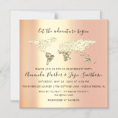 World Destination Map Globe Bridal Wedding Gold Magneteinladung (Vorderseite)