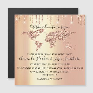 World Destination Map Globe Bridal Wedding VIP Magneteinladung