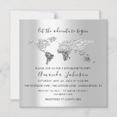 World Destination Map Graduate Bridal Wedding Gray Magneteinladung (Vorderseite)