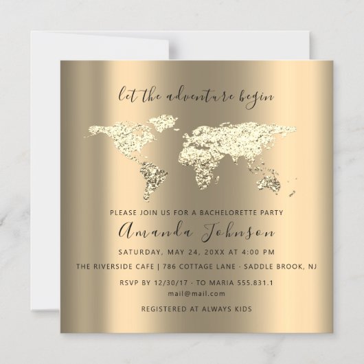 World Destination Map Graduate Bridal Wedding Magneteinladung (Vorderseite)
