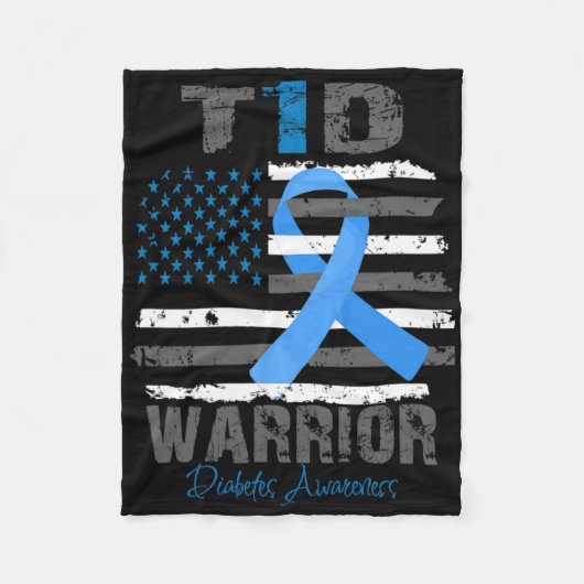 World Diabetes Awareness Blue Ribbon T1d Warrior T Fleecedecke (Vorderseite)