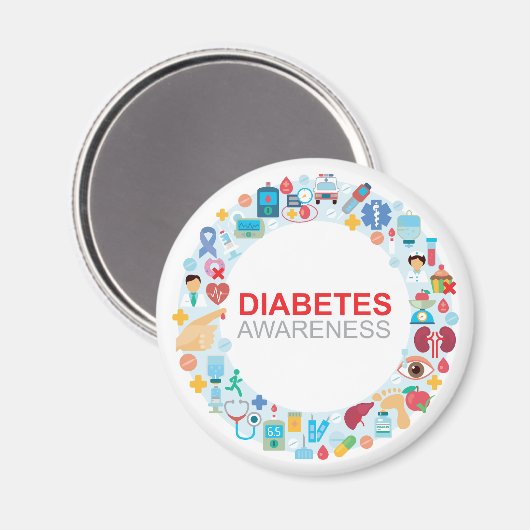 World Diabetes Day Awareness Circle Magnet (Vorderseite/Rückseite)