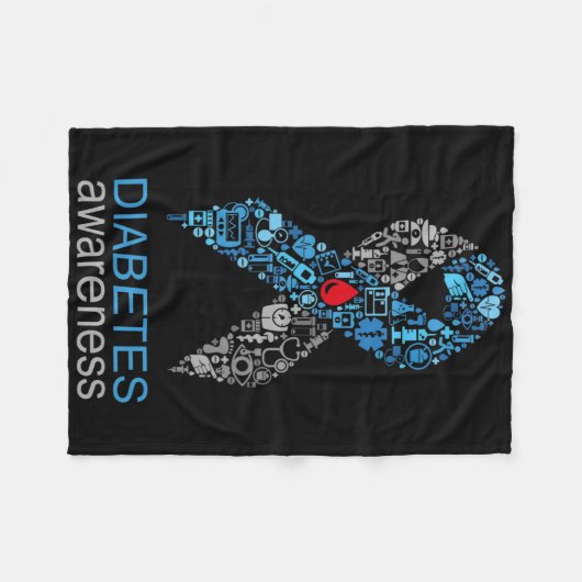 World Diabetes Day Diabetes Awareness Ribbon Fleecedecke (Vorderseite (Horizontal))