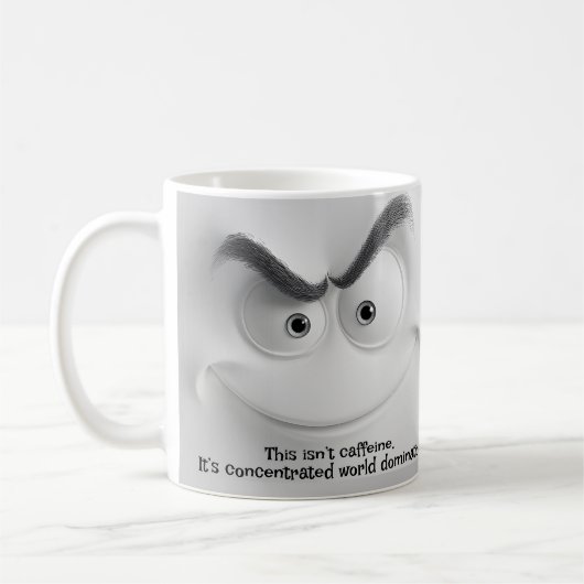 World Domination Add Name Message, Expressive Face Kaffeetasse (Links)