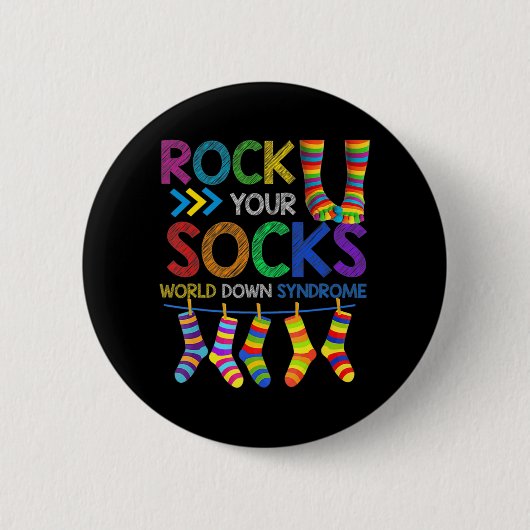 World Down Syndrom Day Rock Your Socks Awareness Button (Vorderseite)