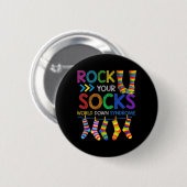 World Down Syndrom Day Rock Your Socks Awareness Button (Vorne & Hinten)