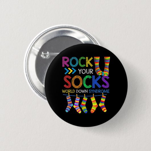 World Down Syndrom Day Rock Your Socks Awareness Button (Vorne & Hinten)