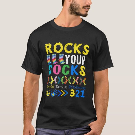 World Down Syndrom Day Rock Your Socks Awareness T-Shirt (Vorderseite)
