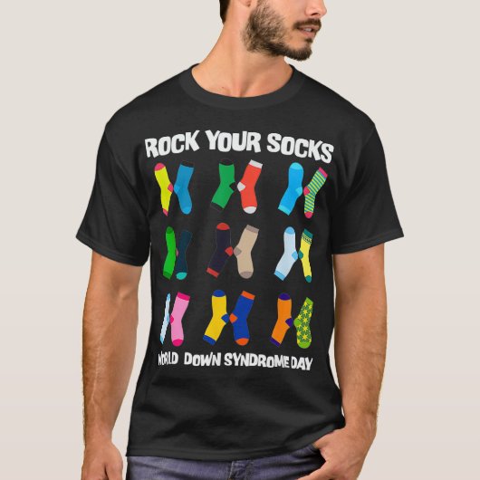 World Down Syndrom Day Rock Your Socks Awareness T-Shirt (Vorderseite)