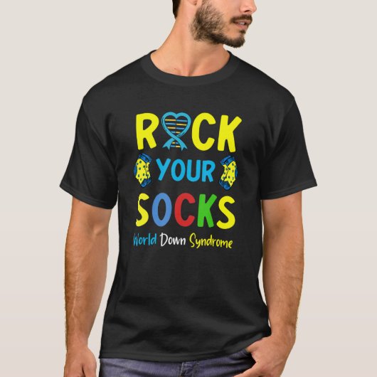 World Down Syndrom Day Rock Your Socks Awareness T-Shirt (Vorderseite)