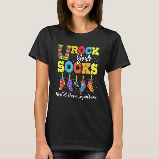 World Down Syndrom Day Rock Your Socks Awareness T-Shirt (Vorderseite)