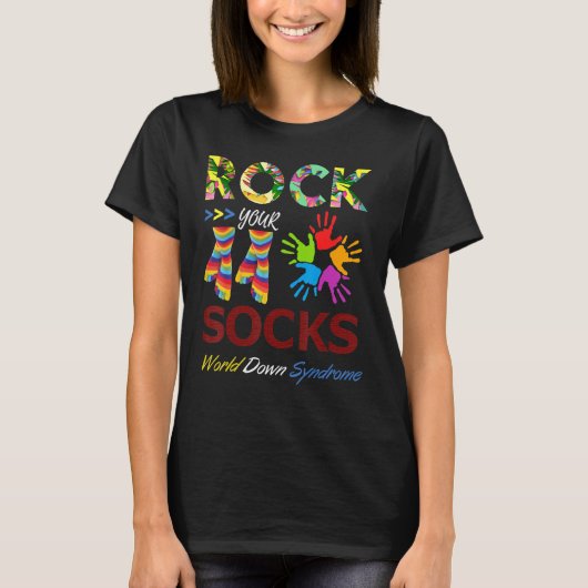 World Down Syndrom Day Rock Your Socks Awareness T-Shirt (Vorderseite)
