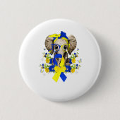 World Down Syndrome Awareness 2022 Elephant Blue Button (Vorderseite)