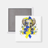 World Down Syndrome Awareness 2022 Elephant Blue Magnet (Vorderseite/Rückseite)