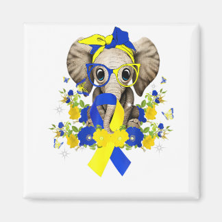 World Down Syndrome Awareness 2022 Elephant Blue Magnet