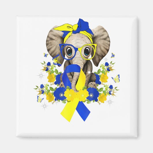 World Down Syndrome Awareness 2022 Elephant Blue Magnet (Vorne)
