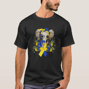 World Down Syndrome Awareness Elephant Blue Yellow T-Shirt