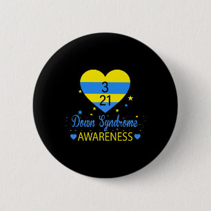 World Down Syndrome Awareness März 21 Yellow Blue Button