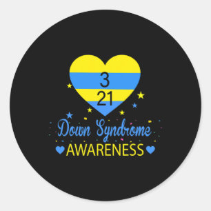 World Down Syndrome Awareness März 21 Yellow Blue Runder Aufkleber