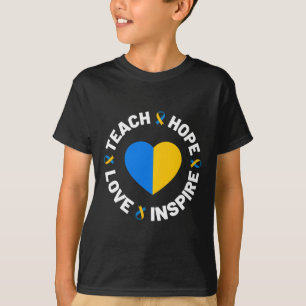 World Down Syndrome Day Awareness Ribbon Teach Hop T-Shirt