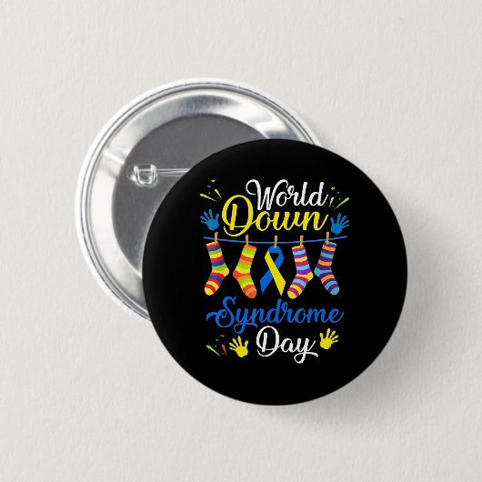 World Down Syndrome Day Awareness Socks 21 März Button (Vorne & Hinten)