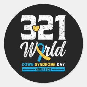 World Down Syndrome Day März 21. - Down Syndrom Runder Aufkleber