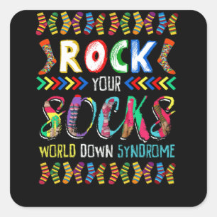 World Down Syndrome Day Rock Socks Awareness Quadratischer Aufkleber