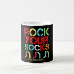 World Down Syndrome Day Rock Your Socks Kaffeetasse<br><div class="desc">Funny design for World Down Syndrome Day with colorful socks. For symbolic support for people with Down Syndrome. Funny gift idea for mom,  dad,  aunt,  uncle,  and everyone else.</div>