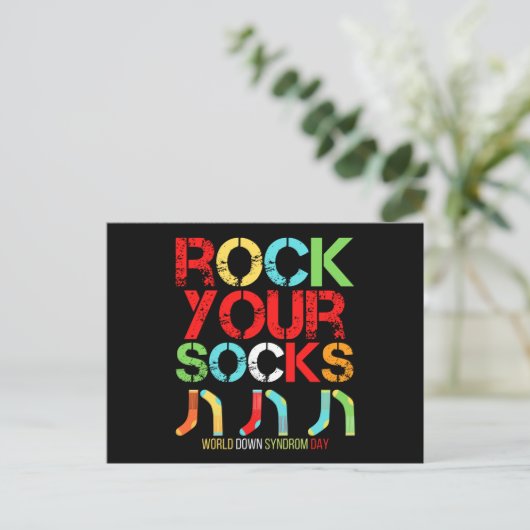 World Down Syndrome Day Rock Your Socks Postkarte (Stehend Vorderseite)