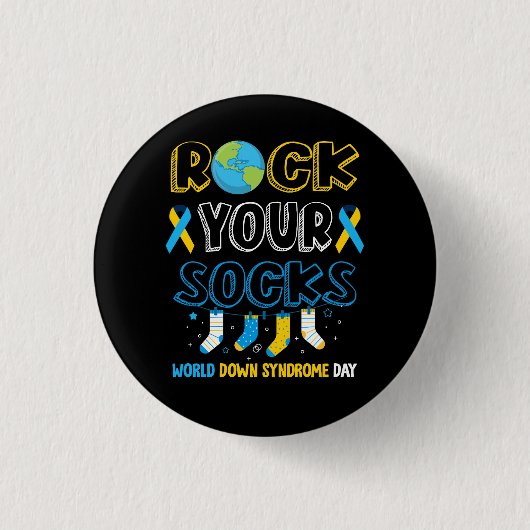 World Down Syndrome Day T Shirt Rock Your Socks Aw Button (Vorderseite)