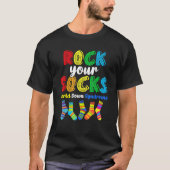 World Down Syndrome Rock Your Socks Awareness Ds T-Shirt (Vorderseite)