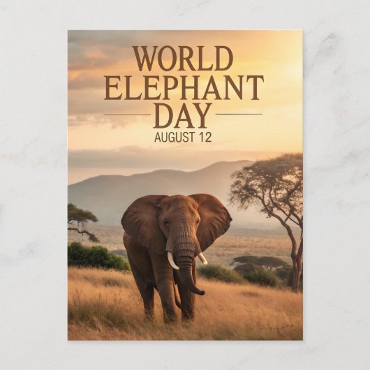 World Elephant Day African Savanna Art Postkarte (Vorderseite)