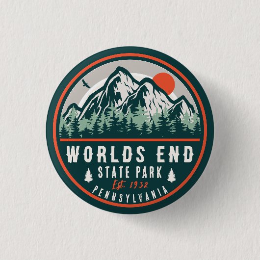 World End Staat Park Pennsylvania Retro Sunset Button (Vorderseite)