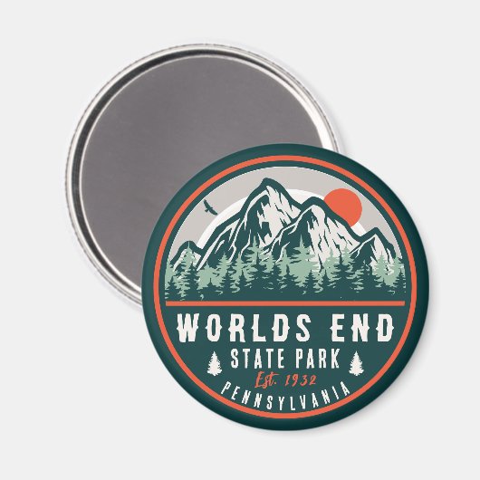 World End Staat Park Pennsylvania Retro Sunset Magnet (Vorderseite/Rückseite)