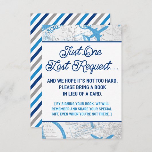 World erwartet Baby Shower Book Request Card Begleitkarte (Vorne/Hinten)