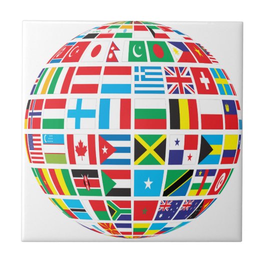World Flags Globe Fliese (Vorderseite)