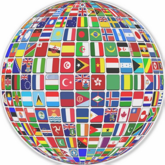 World Flags Globe, International, Aufkleber (Vorderseite)