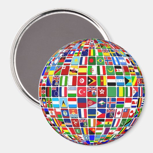 World Flags Globe, International, Magnet (Vorderseite/Rückseite)