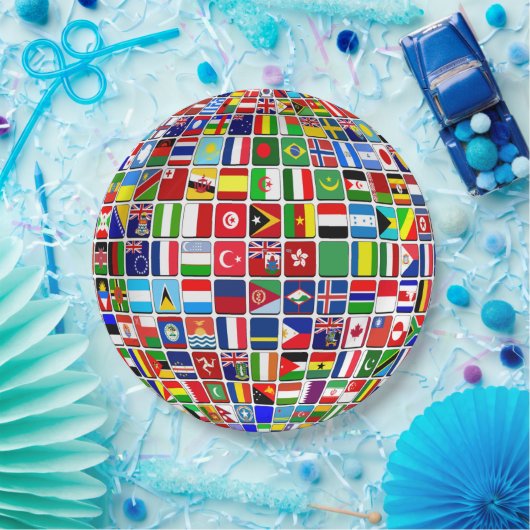 World Flags Globe, International, Pappteller (Party)