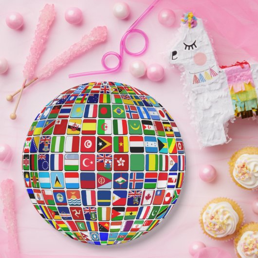World Flags Globe, International, Pappteller (Party)