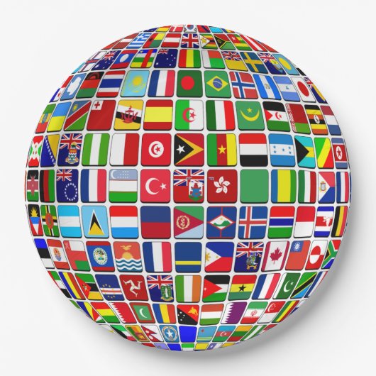 World Flags Globe, International, Pappteller (Vorderseite)