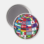 World Flags Globe Magnet (Vorderseite/Rückseite)