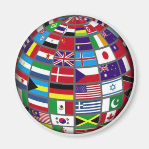 World Flags Globe Magnet