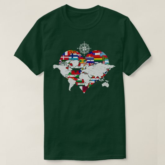 World Flags Herz International Traveller Cartogr T-Shirt (Design vorne)