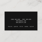 World Flags Interpret Translator Business Card Visitenkarte (Rückseite)