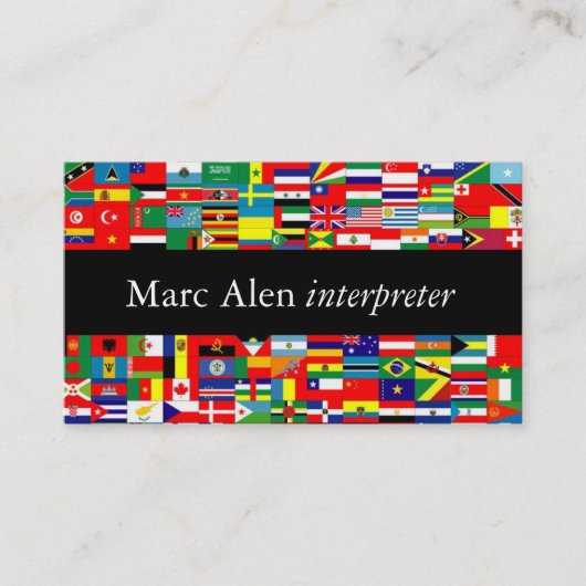 World Flags Interpret Translator Business Card Visitenkarte (Vorderseite)