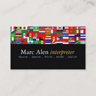 World Flags Interpret Translator Business Card Visitenkarte